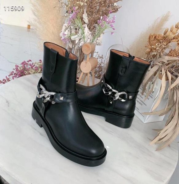 

designer women039s shoes fashion british boots round head martin boots highend chain comfortable wild shoes design zipper ankl7349132, Black
