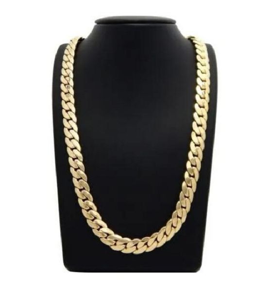 

mens miami cuban link chain 12mm 14k gold plated 24"necklace, Silver