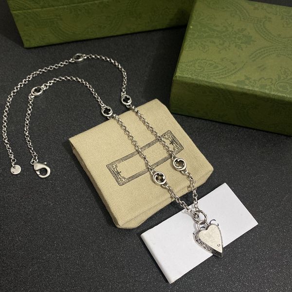 

with box g-letter designers pendant necklaces no fade silver plated heart pendants necklace men women chains for party jewelry