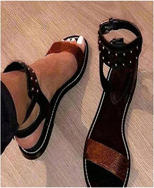 

2023 luxury comfortable nomad sandal roman beach ladies sandals open toe print leather patchwork shoes sandals with box2232172, Black