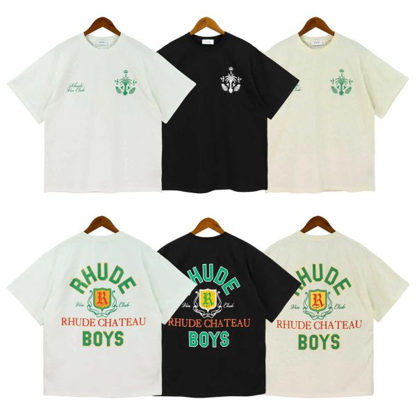 

2023 rhude t shirt mens designer t shirt rhude casual shirts man womens tees short sleeves sell luxury men hip hop clothes us size s-xl, White;black