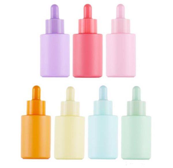 

240pcs 30ml dropper bottle macaron flat shoulder essential oil bottles 1oz colorful scrubs cylindrical dropper jar wholesale
