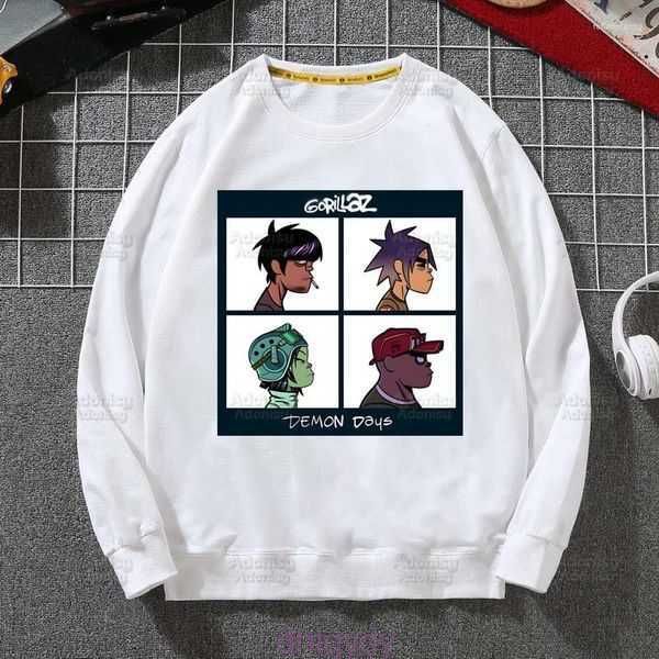 

hoodies gorillaz modern music men's band cartoon fleece sweatshirts harajuku loose streetwear autumn spring o neck pullover hoody mens, Black