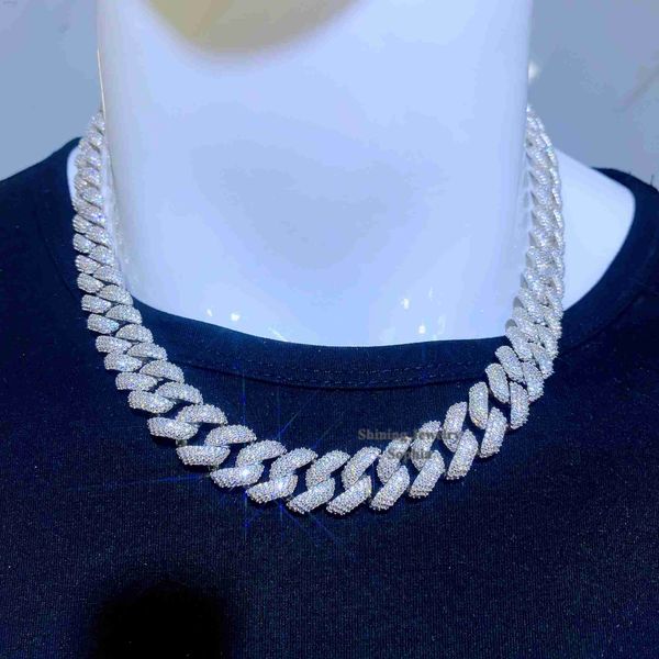 

iced out bling diamond hip hop miami style wholesale cuban link chain jewelry moissanite cuban chain, Silver