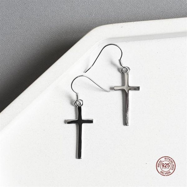 

stud real 925 sterling silver 100% simple gothic cross earrings for women jewelry party ear studs girl gifts ornamentsstud321s, Golden;silver