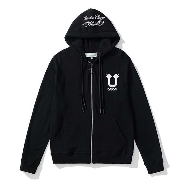 

26% off early spring new skeleton ghost hand double face fur cardigan hooded sweater coat, Black