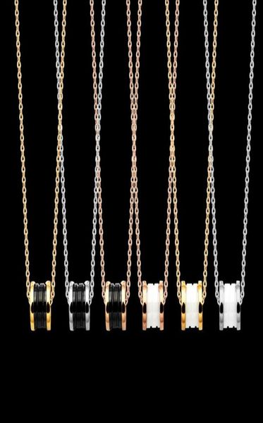

3 colors stainless steel spring pendant women designer necklaces b letter black and white threaded ceramics necklace 2394135, Silver