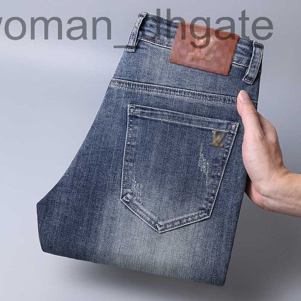 

men's jeans designer 2022 fashion brand digital printing men's jeans new line elastic slim fit small feet denim pants 639w, Blue