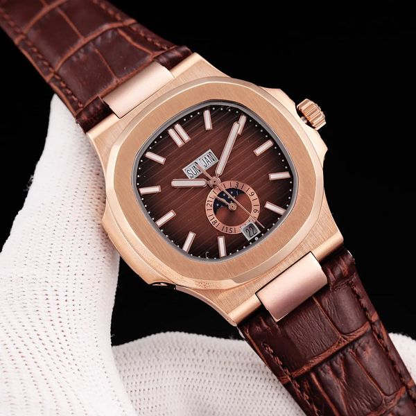 

men's square watch designer mechanical watch high-quality 42mm nautilus boutique steel belt designer watch high-quality business watch, Slivery;golden