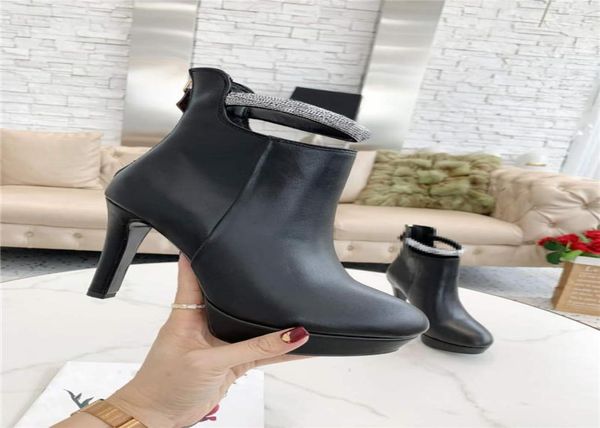 

designer luxury high heels boots black waterproof platform rear zipper ankle booties women2719318