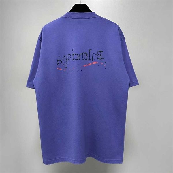 

30% off dw early spring new short-sleeved t-shirt cola wave graffiti print paris fashion for men and women, White