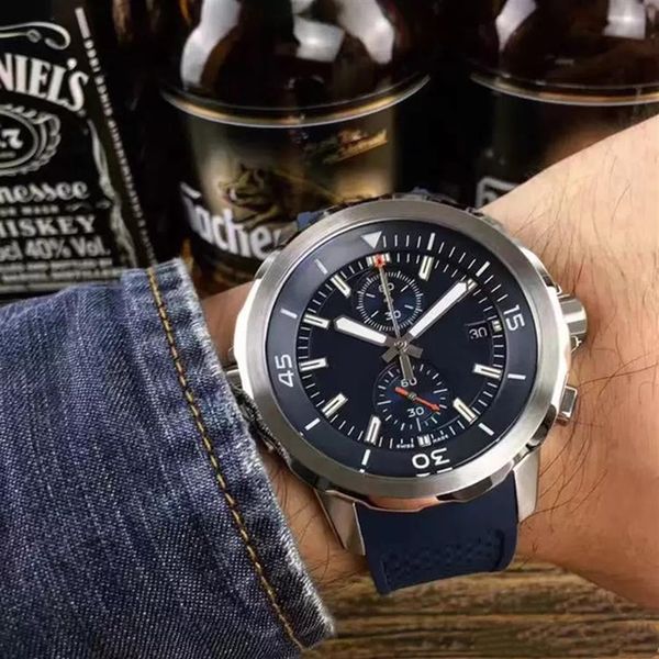

mens quartz ceramic bezel watches 44mm rubber gliding clasp wristwatches sapphire sports watch factory montre de luxe2862, Slivery;brown
