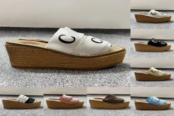 

designer thick bottoms canvas sandals women woody mules platforms sandal rubber slides white sail bordeaux lace lettering fabric l8399490, Black