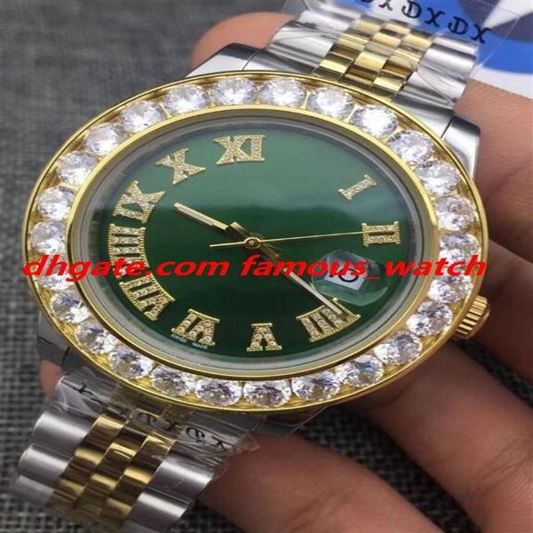 

mens 116231 43mm jubilee 18k yellow gold tt jubilee red roman diamond dial vvs diamond watch automatic fashion men's watch 193a, Slivery;brown