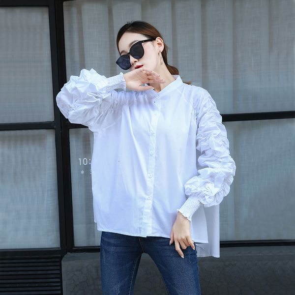 

women's blouses shirts fashion korean streetwear ladies casual autumn loose long sleeve solid color oversized gothic clothin 230421, White