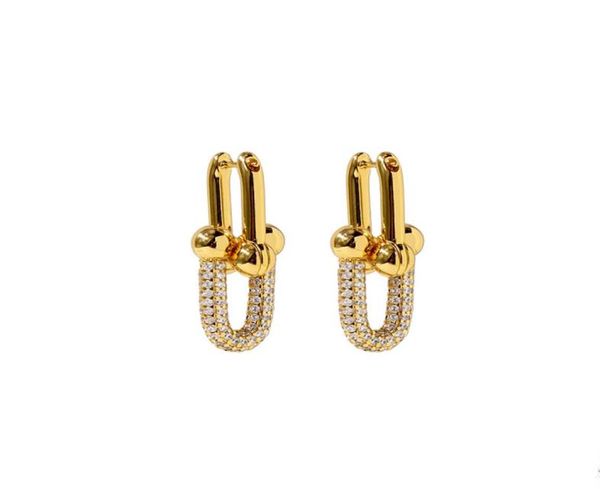 

stylish diamond earrings copper plated u stud earrings women designer earrings silver rose gold fashion designer earings4516504, Golden