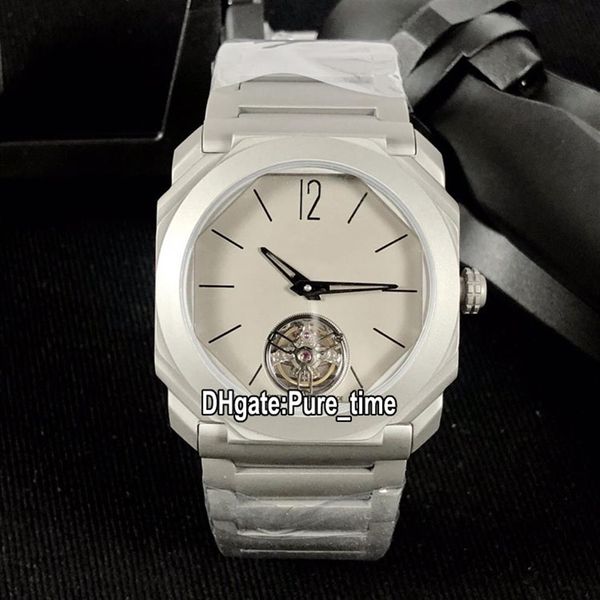 

edition octo finissimo tourbillon titanium steel case 103016 102138 gray dial automatic mens watch steel band sport watches p290n, Slivery;brown