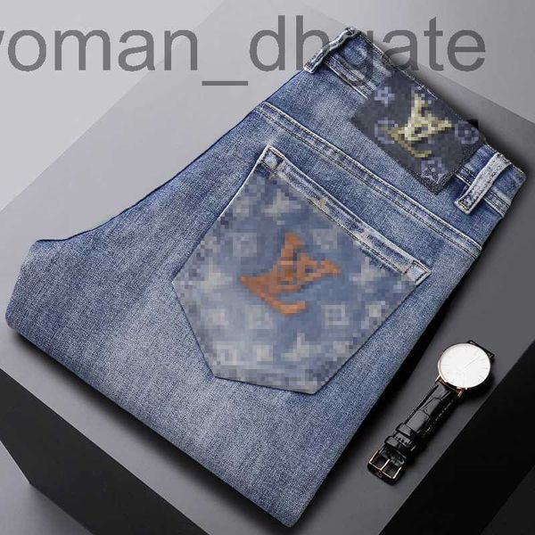 

men's jeans designer autumn and winter new product jeans men's quality big cow slim fit small feet men's long pants trendy me, Blue