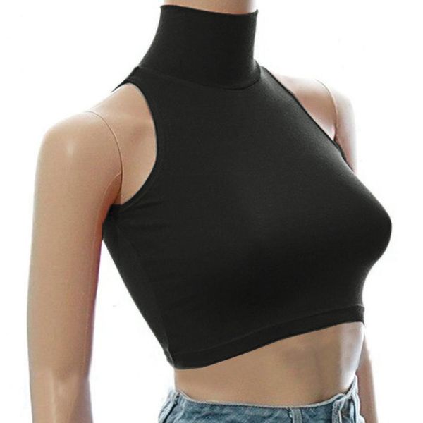 

tanks woman bodice sleeveless high neck narrow shoulders ultrashort vest lady tights sports fitness bbody shapewear assiebum, Black;white