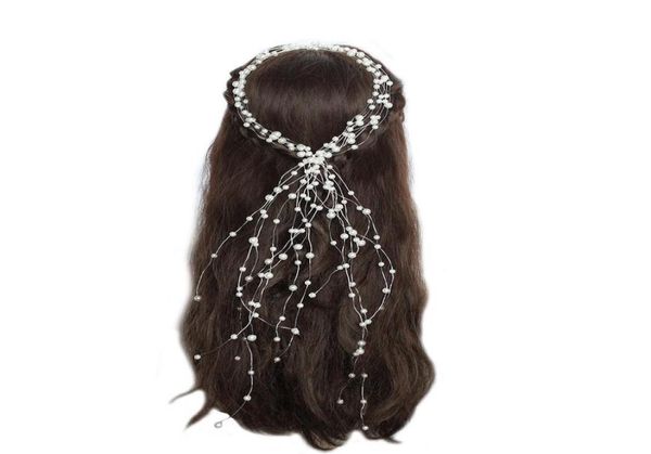 

bridal wedding crystal bride hair accessories pearl flower headband handmade hairband beads decoration hair comb for women jcg1582247060, Slivery;golden
