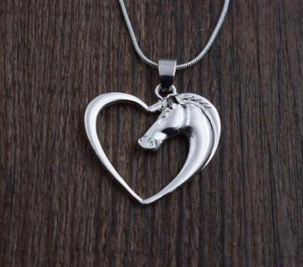 

pendant necklaces sanlan fashion jewelry plated white k horse in heart necklace for women girl mom gifts animal8978941, Silver