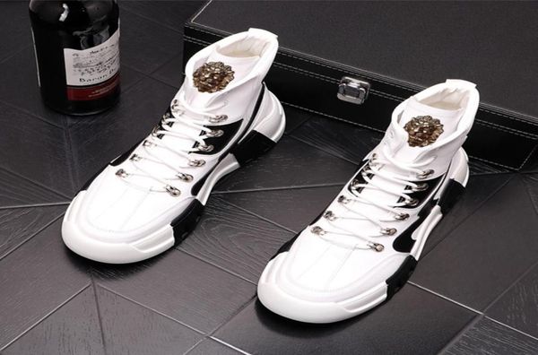 

white arrival men sneakers boot hiphop casual shoes trainers height increasing martin shoes chaussure homme luxe marque p51498456, Black