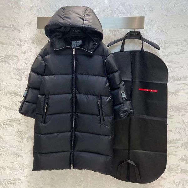 

Women' Down Jacket Autumn Winter New Classic Black Triangle Back Embroidered Letter Decoration Hooded Pellet Bomber Coat