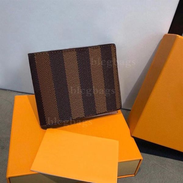 

2022 designer paris plaid style mens wallet luxury men purse special multipleshort small bifold wallets with box3159, Red;black