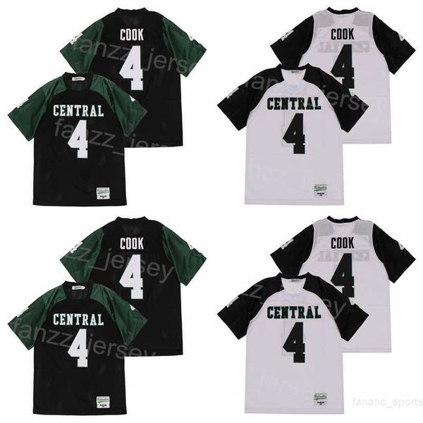 

high school miami central jersey football 4 dalvin cook moive breathable retro for sport fans team black away white color pure cotton stitch