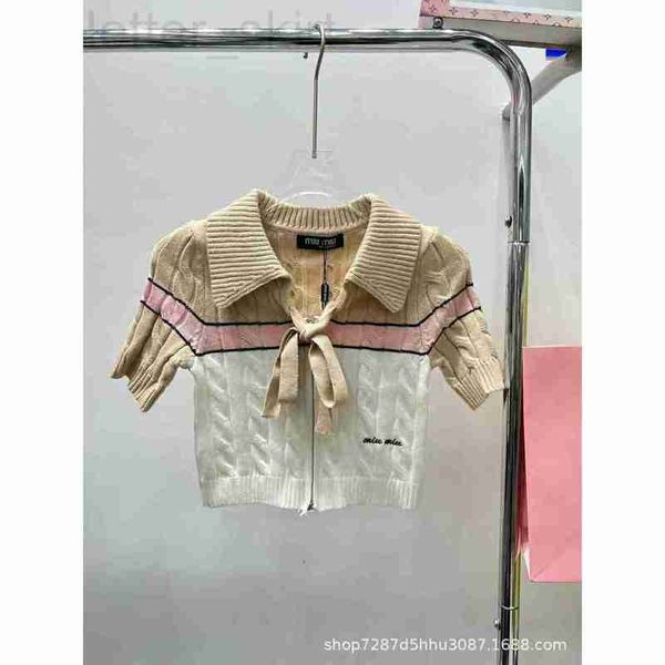 

women's knits & tees designer 23 spring/summer new niche design trendy brand chest strap color matching lapel short sleeves sweet age r, White