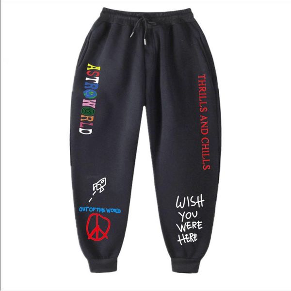 

pants 2020 quality fleece trousers travis scott astroworld letter printed women men jogging pants hip hop streetwear men sweatpants, Black