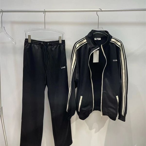 

men's tracksuits 2023 latest men's and women's casual twopiece ce letter embroidery drawstring pants zipper jacket loose spor, Gray