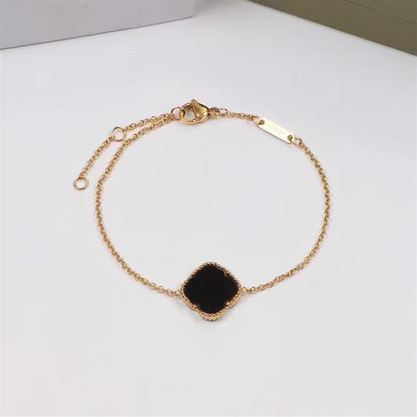 

2022 women designer bangles titanium steel single four-leaf flower bracelet luxury couple bracelets lady party gifts w177y, Black