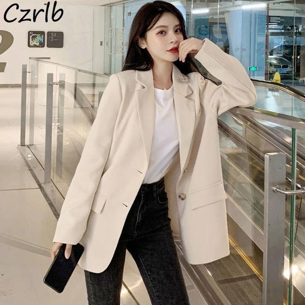 

pants blazers women spring autumn chic female korean style fashion elegant streetwear outwear solid allmatch loose popular new simple, White