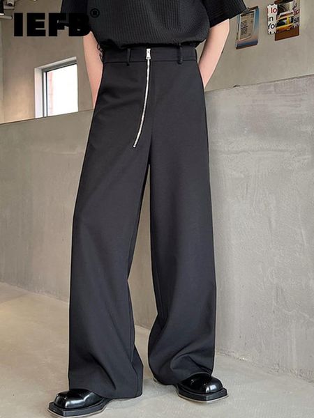 

blazers iefb temperament pant for men straight loose high waist ziper trousers new fashion casual tide solid color suit pants 9a2375, White;black
