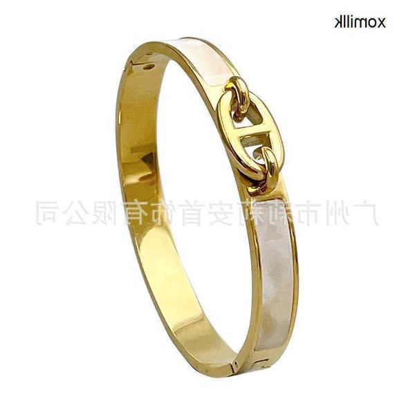 

hermm designer bracelet 18k gold plated titanium steel personalized design japanese shell bracelet fashion ins style versatile b222291 jzlz, Black