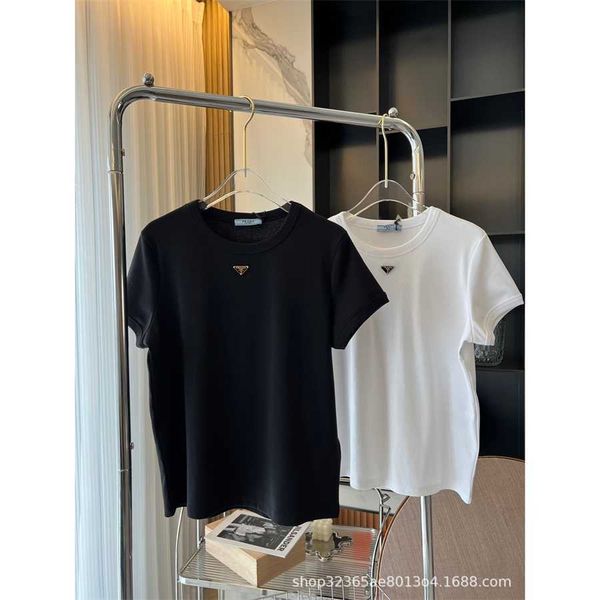 

36% off family autumn/winter new triangle round neck versatile short sleeve t-shirt simple casual classic top, White