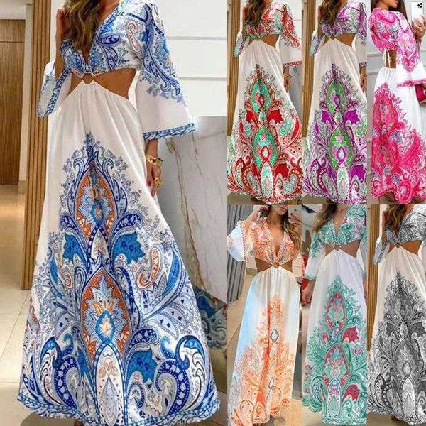 

summer dress womens printed bohemian style backless clothing, Black;gray