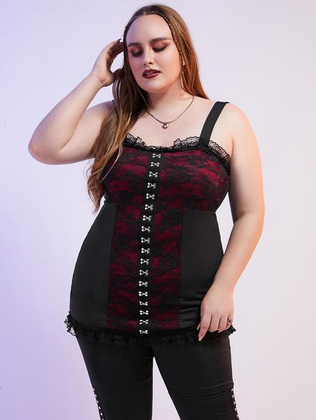 

tanks rosegal 2022 new gothic women's tank sweetheart neck lace hook and eye fitted fashion streetwear vest, Black;white