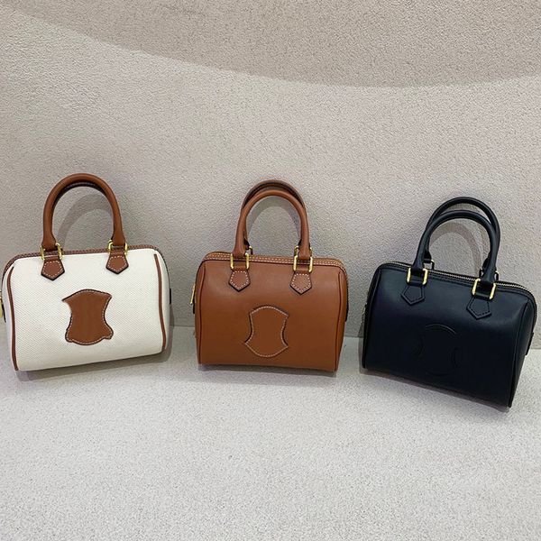 

boston 2023 small cuir triomphes bag smooth leather brown totes handbag luxury designer shoulder crossbody bags zipped closure purse