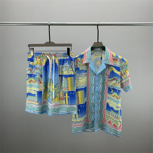 

1 summer fashion mens tracksuits hawaii beach pants set designer shirts printing leisure shirt man slim fit the board of directors short sle, Gray