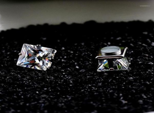 

stud no piercing 45678mm square zircon magnetic earings for women men kids hole crystal ear studs jewelry magnet earring19863332, Golden;silver