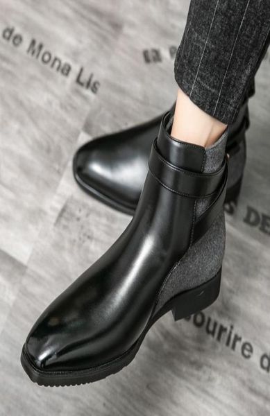 

boots mixed colors ankle botines buckle pu leather men shoes fashion classic comfortable spring autumn simplicity round toe 2021 n8951248, Black