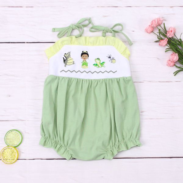 

rompers born lace romper babi girls clothes cute frog embroidery bodysuit outfit sleeve shorts green 03t jumpsuit 230421, Blue