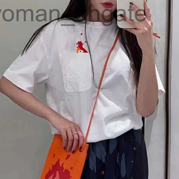 

women's t-shirt designer 2023 new mobile castle co branded short sleeve t-shirt couple simple versatile summer loose cotton zb47, White
