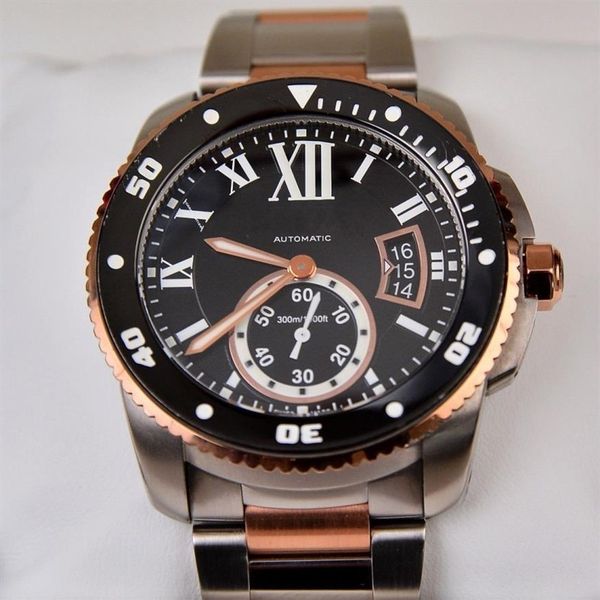 

brand new calibre de diver automatic mechanical movement mens watch 18k rose gold w7100054 42mm men's wristwatc324o, Slivery;brown