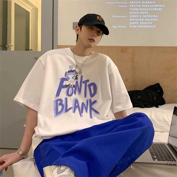 

36% off short sleeved t-shirt american street men's ins versatile loose oversize fashion small design, White;black