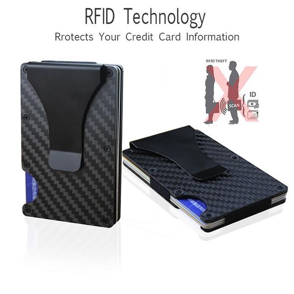 

new upgrade version rfid blocking wallets black carbon fiber money clip for women&men slim design credit card business card holder303t, Brown;gray