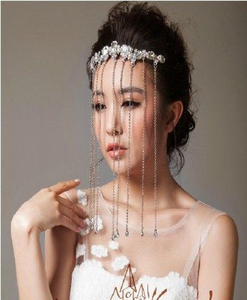

rhinestone bridal hairband noble bridal headpieces crown tassels bridal dress accessories3813025, Silver