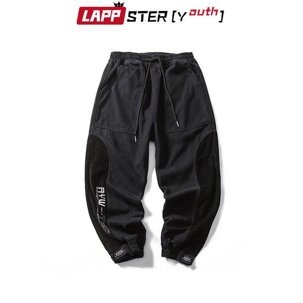

pants lappsteryouth men patchwork harajuku baggy joggers 2022 mens korean fashion japanese streetwear sweatpants male vintage pants, Black